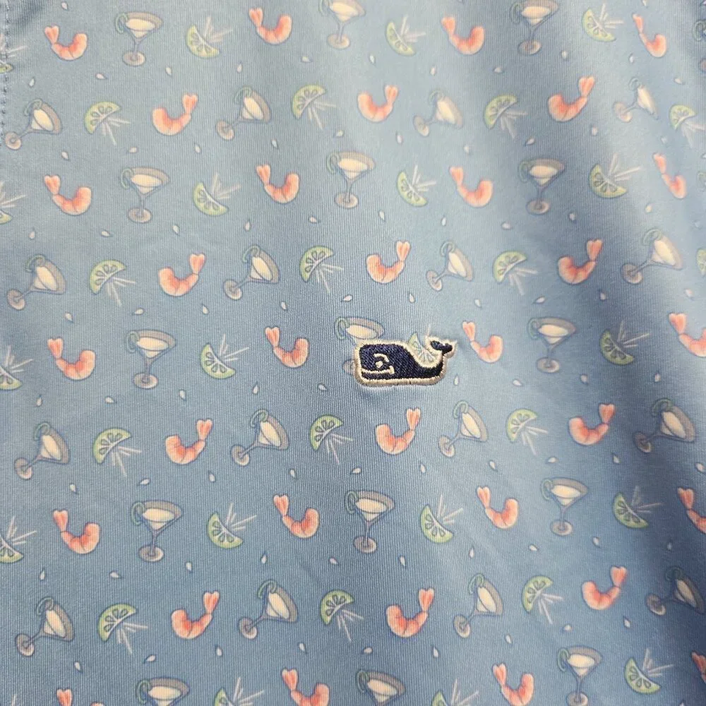 Vineyard Vines Shirt Mens Large OTG Sankaty Performance Polo Shrimp Cocktail - Picture 7 of 10